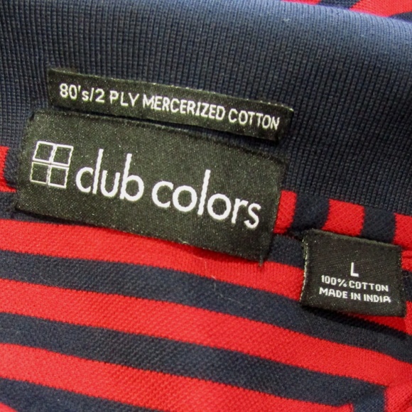 Club Colors Blue & Red Striped Polo Golf Shirt L - Picture 4 of 4